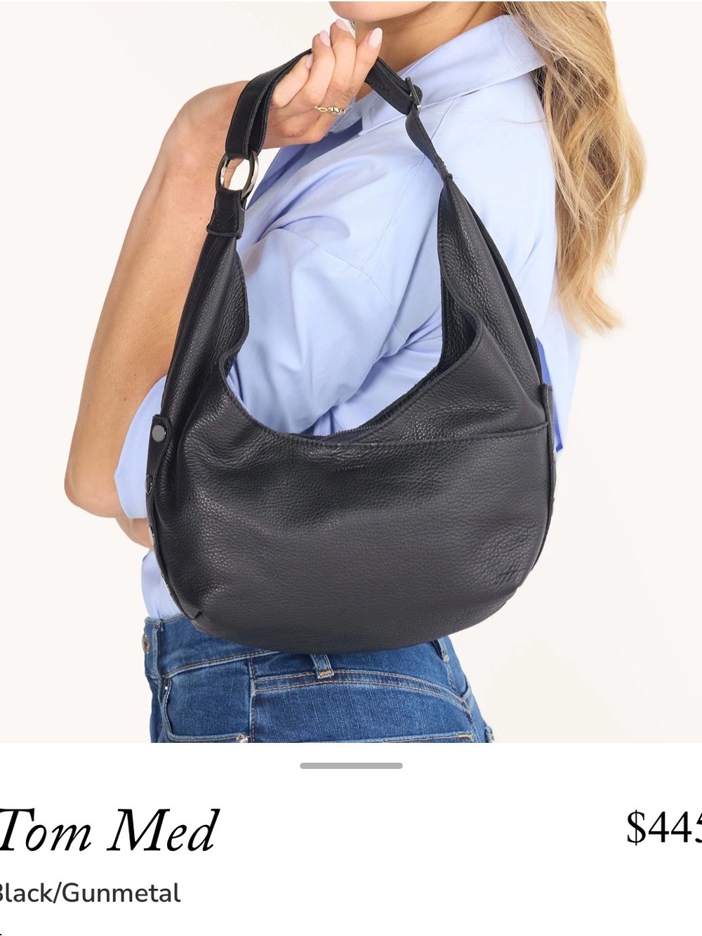 Hammitt Black Pebbled Leather Hobo
